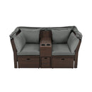Alora Premium Outdoor 2-Seater Patio Daybed With Foldable Awning, Cushions, And Rattan Frame (SAK90233)