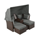 Alora Premium Outdoor 2-Seater Patio Daybed With Foldable Awning, Cushions, And Rattan Frame (SAK90233)