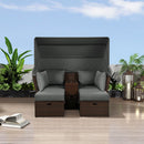 Alora Premium Outdoor 2-Seater Patio Daybed With Foldable Awning, Cushions, And Rattan Frame (SAK90233)