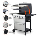 Premium Outdoor 4-Burner Propane BBQ Grill With Foldable Side Tables, Hanging Basket, And Cooking Grids (SAK53213)