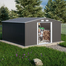 Alora Premium Outdoor Galvanized Steel Backyard Storage Shed W/ Dual Lockable Sliding Doors, 11x13' (95382641)