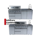 Castelle Flame Tuscany Outdoor BBQ Liquid Propane Kitchen Grill Island With 43-Inch 6-Burner 85K BTU Propane Gas Grill, Rotisserie Kit, And Storage Cabinets (SAK95623)