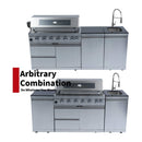 Valmont 43-Inch 6-Burner 85K BTU Outdoor BBQ Kitchen Grill Island With Granite Countertops, Rotisserie Kit, Cabinets, And Sink (SAK73518)