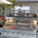 Castelle Flame Tuscany Outdoor BBQ Liquid Propane Kitchen Grill Island With 43-Inch 6-Burner 85K BTU Propane Gas Grill, Rotisserie Kit, And Storage Cabinets (SAK95623)