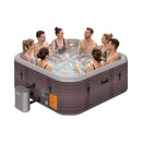 Premium 85-Inch Portable 8-Person Classic Rattan Design Inflatable Square Hot Tub With 220 Massage Jets (SAK56871)