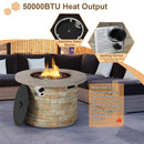 Alora Premium Round Outdoor Propane Patio Gas Fire Pit Table W/ Lava Rock & Cover, 36" (SAK24173)