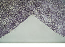 Premium Style Floral Ivory and Dark Purple 5.6x8 Handloom Wool and Viscose Area Rug