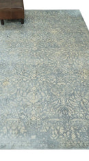 Premium Style Traditional Large Design Gray, Silver and Beige 5.6x7.9 Viscose Area Rug