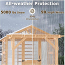 Premium Walk-In Spruce Wood Greenhouse With Pergola And Shelves (SAK75890)