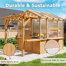 Premium Walk-In Spruce Wood Greenhouse With Pergola And Shelves (SAK75890)