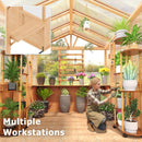 Premium Walk-In Spruce Wood Greenhouse With Pergola And Shelves (SAK75890)