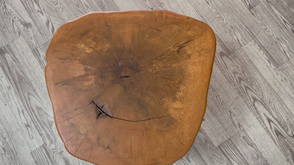 walnut wood human leg shape side table 24x25x24 matte natural side 360 view
