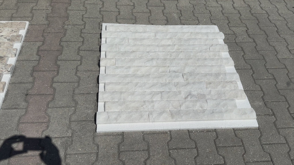 Carrara White 4"xFree Length Split-face Natural Marble Wall Tile - Belair Collection 360 view