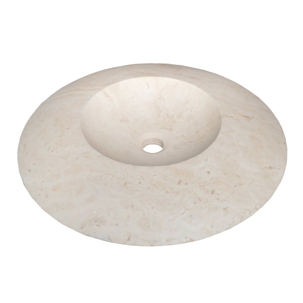 Light Travertine Stone Ufo Shape Vessel Sink NTRSTC17 D21 H6 360 video