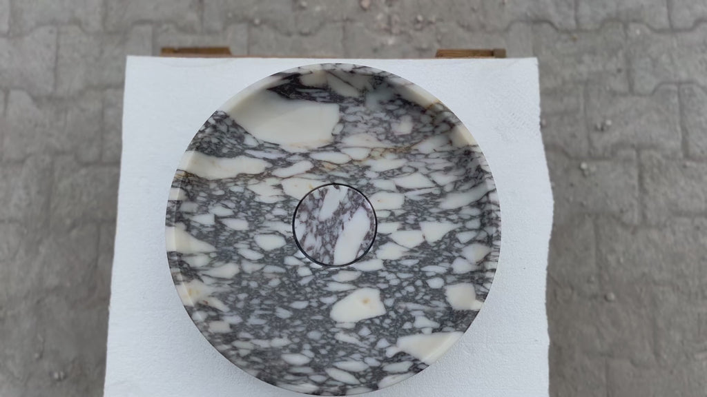 Calacatta Viola Marble Natural Stone Round Above Vanity Bathroom Sink Polished (D)15.5" (H)4.5" 360 view