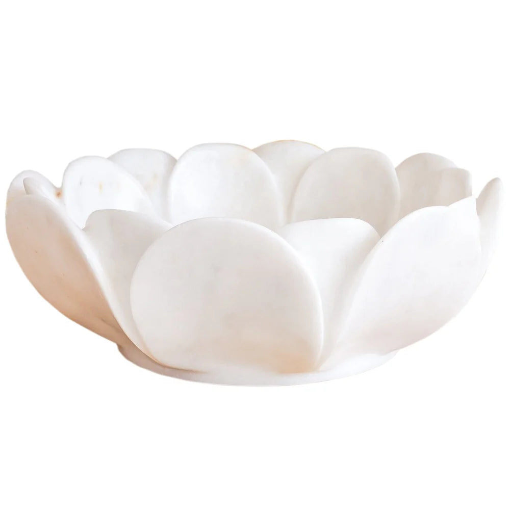 Carrara White Marble Flower Shape Above Vanity Bathroom Sink Polished (D)17" (H)6" 360 view