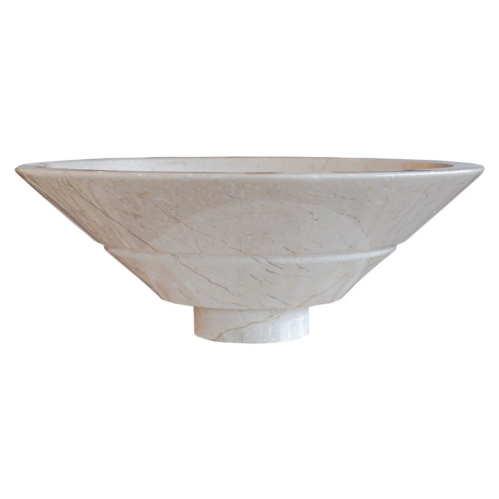 Crema Marfil Marble Vessel over-counter sink NTRVS37 D16 H6 360 view