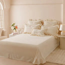 Princess cream flowers embroidery ruffles bedding set bedroom decor