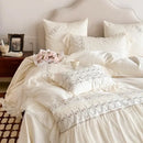Princess wedding flowers embroidery cream bedding set bedroom