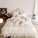 Princess wedding flowers embroidery cream bedding set bedroom