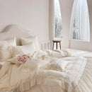 Princess wedding flowers embroidery cream bedding set bedroom