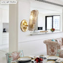 Prism textured glass gold wall light for corridor