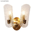 Prism textured glass gold wall light for corridor