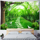 Psychedelic bamboo forest pigeon path tapestry bedroom wall decor