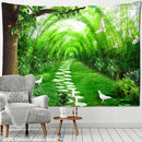 Psychedelic bamboo forest pigeon path tapestry bedroom wall decor