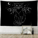 Psychedelic black cat wall hanging bedroom bat wing tapestry