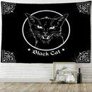 Psychedelic black cat wall hanging bedroom bat wing tapestry