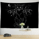 Psychedelic black cat wall hanging bedroom bat wing tapestry