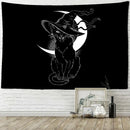 Psychedelic black cat wall hanging bedroom bat wing tapestry