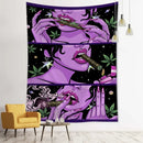 Psychedelic green star girl tapestry bedroom wall decor