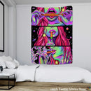 Psychedelic green star girl tapestry bedroom wall decor