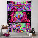 Psychedelic green star girl tapestry bedroom wall decor