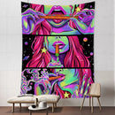 Psychedelic green star girl tapestry bedroom wall decor