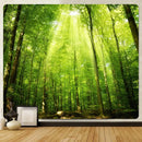 Psychedelic moss green forest view tapestry bedroom wall decor