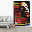 Psychedelic red & blue horror movie tapestry bedroom wall decor