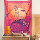 Psychedelic skeleton tapestry pink & orange wall hanging bedroom decor