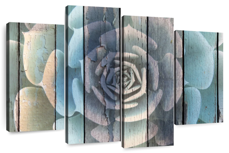 Rustic Blooming Succulent Wall Art