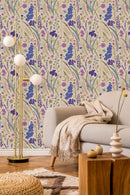 Modish Beige Wallpaper with Flowers Chic