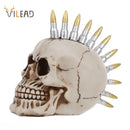 Punk beige resin skull head bullet mohawk living room statue