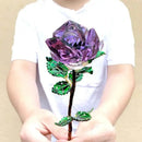 Purple and gold crystal rose figurine living room glass ornament