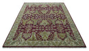 Purple and Olive 8x10 Traditional Dragon Oushak Design Hand knotted wool area rug