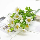 Purple and yellow daisy bouquet green plant synthetic flowers living room