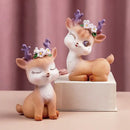 Purple cartoon sika deer resin ornament bedroom decor figurine