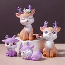 Purple cartoon sika deer resin ornament bedroom decor figurine