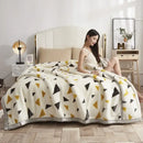 Purple & cream double layer raschel blanket bedroom throw