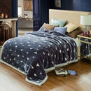 Purple & cream double layer raschel blanket bedroom throw